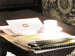 Rice, tea and prayer books.